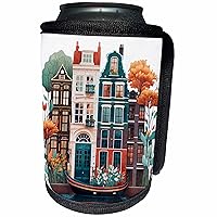 3dRose Amsterdam Scene With A Boat - Can Cooler Bottle Wrap (cc-381360-1)