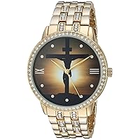 Jesus Cross Round Bracelet Watches - Gold