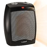 Lasko CD09250 Ceramic Adjustable Thermostat Tabletop or Under-Desk Heater, 9 Inches High, Black