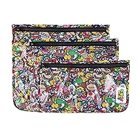 Bumkins Travel Bag, Toiletry, TSA Approved Pouch, Zip Bag, Quart Size Airline Compliant, Clear-Sided, Baby, Diaper Bag Organization, Makeup, Accessories, Packing, Set of 3 Sizes, Nintendo Super Mario