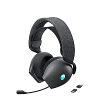 Alienware AW720H Dual-Mode Wireless Gaming Headset - Dolby Atmos Spatial Sound, Wireless 2.4 GHz, 3.5mm Connector Cable, In-line Controls, Integrated Microphone, Unidirectional - Dark Side of the Moon