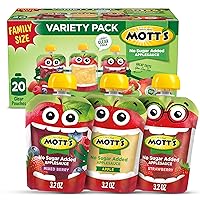 Mott's No Sugar Added Applesauce Variety Pack, 3.2 Oz Clear Pouches, 20 pack