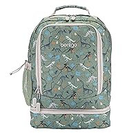 Bentgo® Kids 2-in-1 Backpack & Insulated Lunch Bag - Durable 16” Backpack & Lunch Container in Unique Prints for School & Travel - Water Resistant, Padded & Large Compartments (Dino Fossils)
