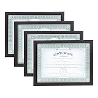 Gallery Wood Document Frame Set for Customizable Wall Display, 8.5x11, Black, Pack of 4
