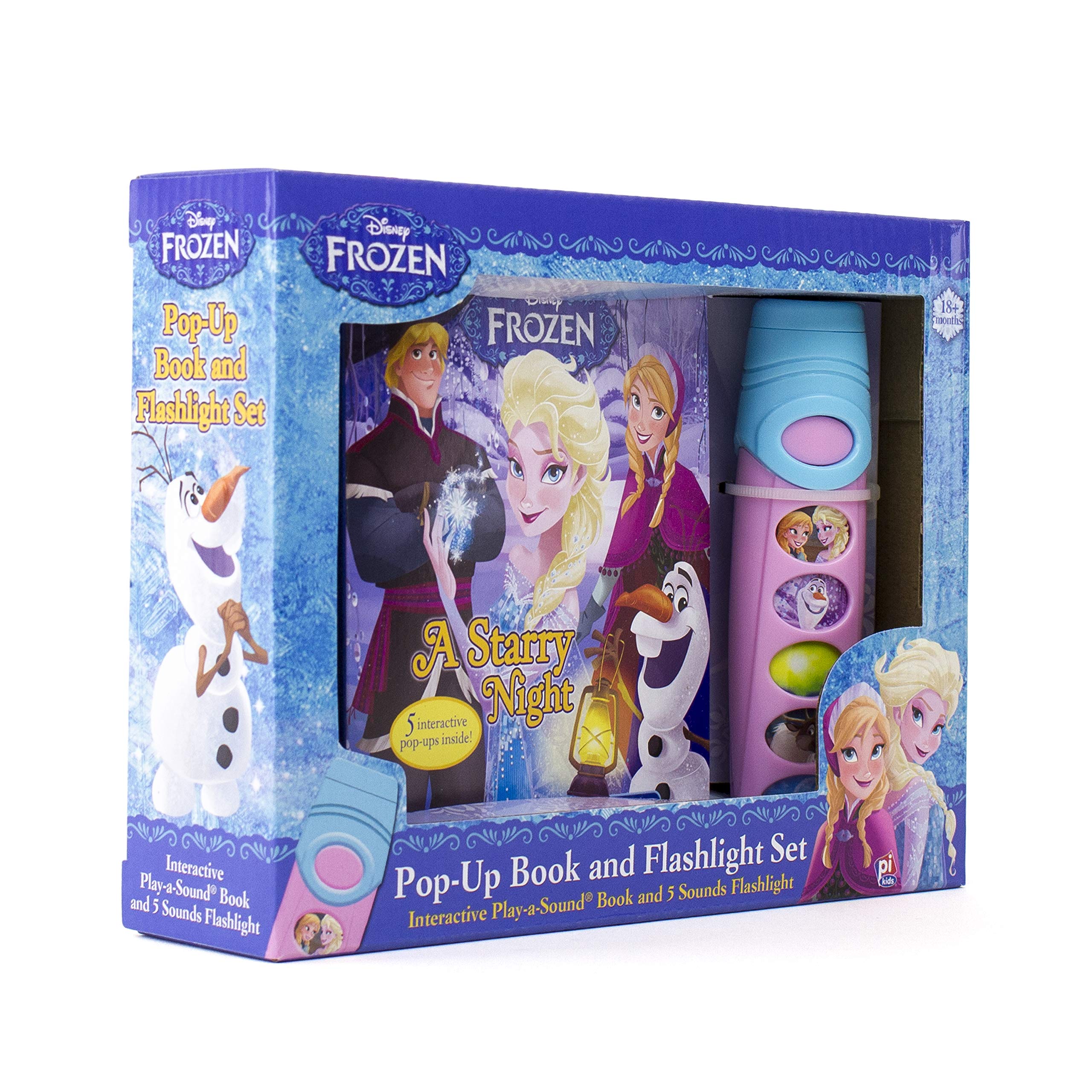 Disney Frozen Elsa, Anna, Olaf, and More! - Pop-up Book and Flashlight Toy Set - PI Kids (Play-A-Sound)