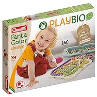 Quercetti - Fantacolor Design PlayBio - Classic Pegboard and Pegs Design Toy Made with Eco-Friendly Bioplastic, for Ages 3 Years +