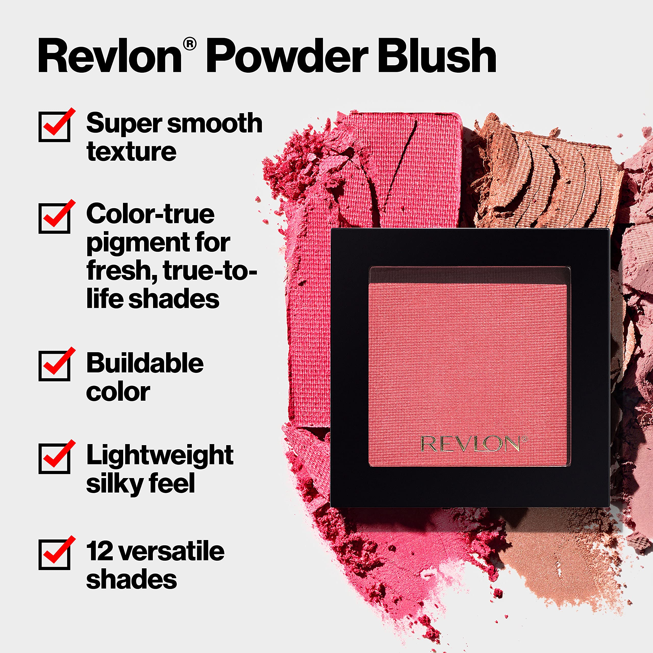 Blush by Revlon, Powder Blush Face Makeup, High Impact Buildable Color, Lightweight & Smooth Finish, 001 Oh Baby! Pink, 0.17 Oz