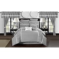 Chic Home Mayan 24 Piece Bed in a Bag Comforter Set, Queen, Silver