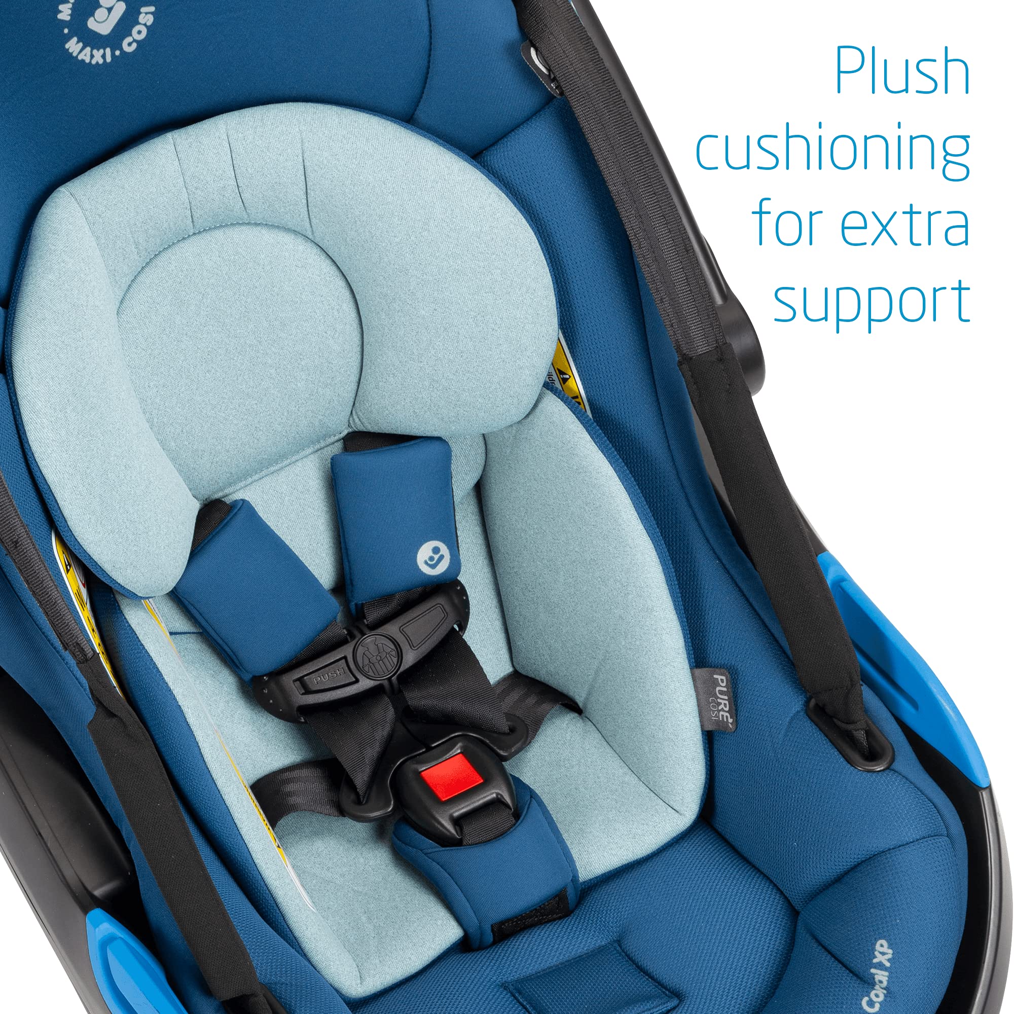 Maxi-Cosi Coral XP Infant Car Seat, Revolutionary 3-Piece Modular Nesting System for a More Comfortable, Intimate & Lightweight Carry, Essential Blue – PureCosi