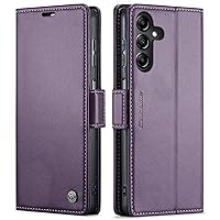 XYX Wallet Case for Samsung Galaxy A35 5G, RFID Blocking Solid Color PU Leather Stand Folio Cover with Magnetic Kickstand Card Slots, Purple