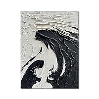 NANKAI 40x28 inch Minimalist Black and White Abstract Painting 100% Hand-painted Modern Wall Deco art Modern Abstract Oil Painting Art Wall Decoration