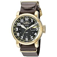 Invicta Men's 18888 Aviator Stainless Steel Watch With Brown Leather Band