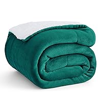 Bedsure Sherpa Fleece Blankets Queen Size for Bed - Thick and Warm Blanket for Winter, Soft Fuzzy Plush Queen Blanket for All Seasons, Forest Green, 90x90 Inches