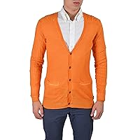 Just Cavalli Men's Orange 100% Wool Button Down Cardigan Sweater US L IT 52