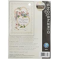 DIMENSIONS 6730 Needlecrafts Counted Cross Stitch, United Hearts Wedding Record, Ivory, 5 inches by 7 inches