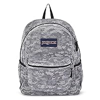JanSport Eco Mesh Backpack, 8 Bit Camo, 17” x 12.5” x 6” - Semi-Transparent Bookbag for Adults with Laptop Sleeve, Padded Back Panel - Large Backpack