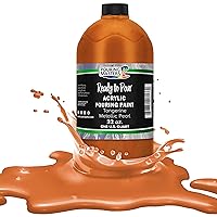 Pouring Masters Tangerine Metallic Pearl Acrylic Ready to Pour Pouring Paint – Premium 32-Ounce Pre-Mixed Water-Based - For Canvas, Wood, Paper, Crafts, Tile, Rocks and more