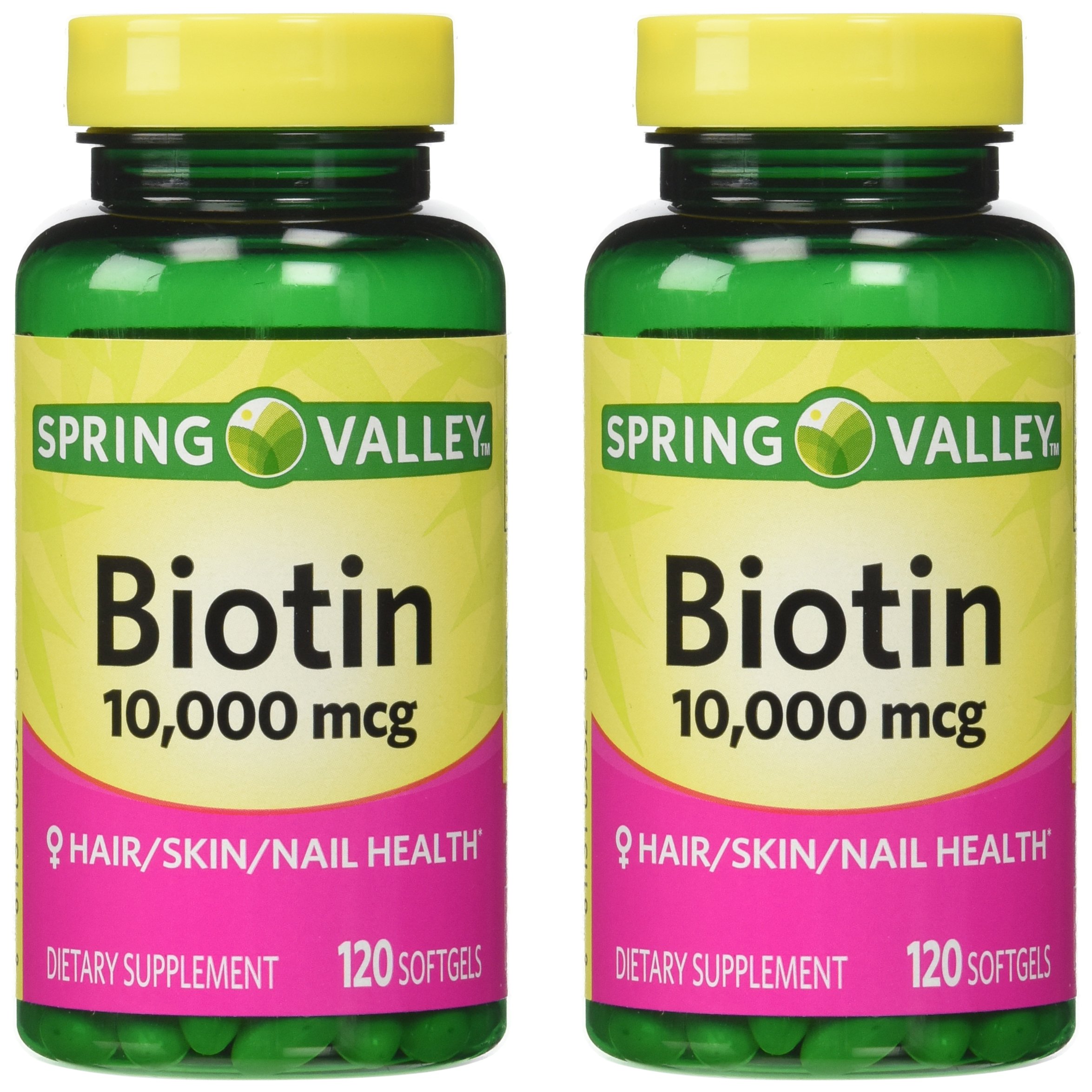 Mua Spring Valley Biotin 10,000 mcg, 2 Bottles of 120 Softgels (2 Pack)  trên Amazon Mỹ chính hãng 2023 | Fado