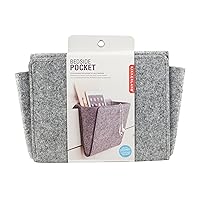 Grey Felt Bedside Pocket Caddy, Large Pocket Felt Storage, Organizer for Magazine Remotes Phone, Storage Bag Pocket for Bunk, Grey