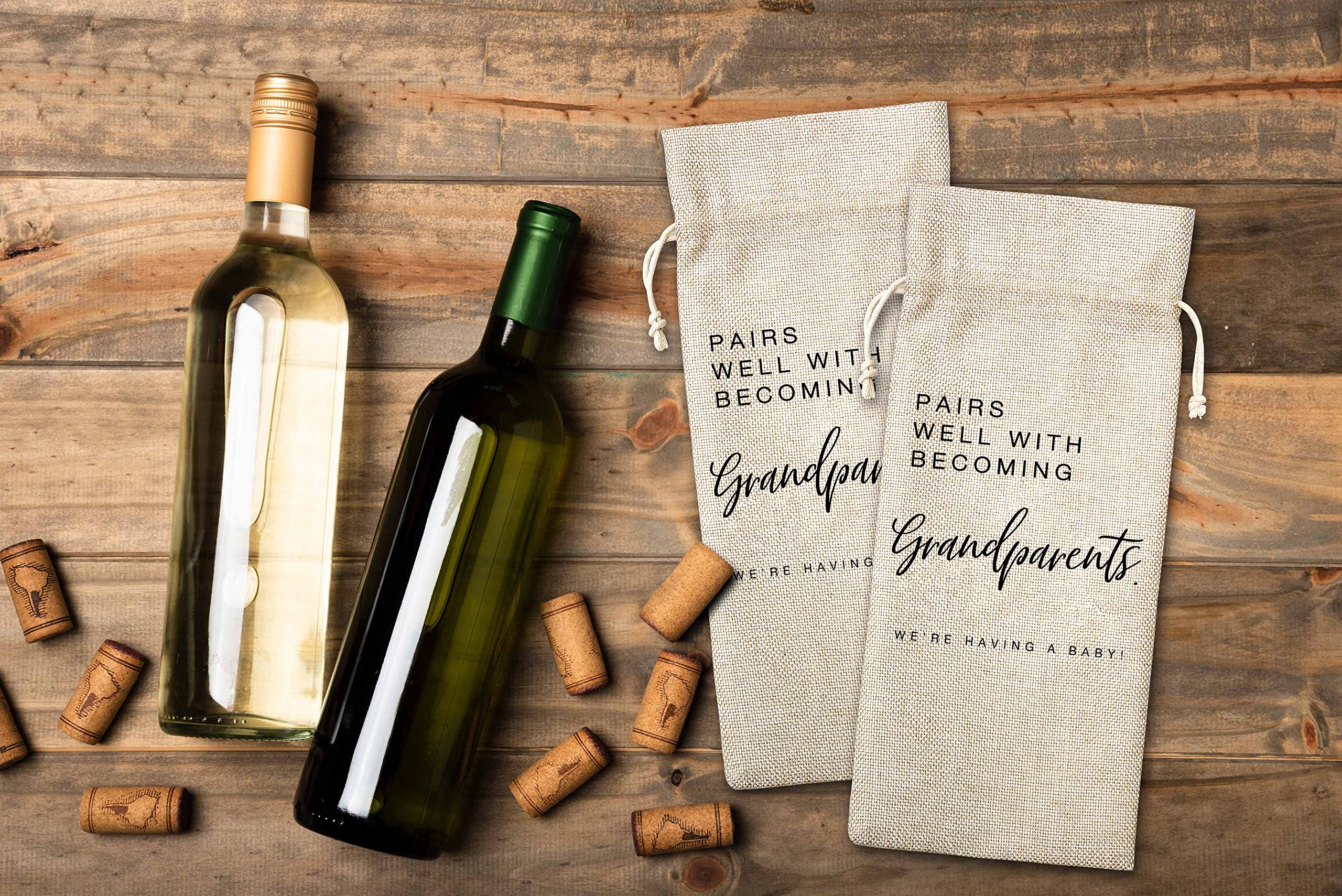 Baby Announcement Wine Bag, Pairs Well With Becoming Grandparent: We Are Having A Baby, Pregnancy Announcement, New Grandparents - 1 Pack (WINEDAI-036)