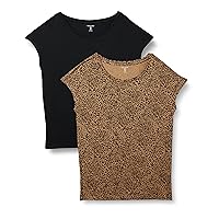 Amazon Essentials Women's Jersey Standard-Fit Short-Sleeve Boat-Neck T-Shirt, Pack of 2