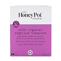Organic Tampons w/Bio Plastic Applicator - Feminine Menstrual Products – Natural, Plant-Based - Regular Absorbency Unscented Tampons - 18 Count