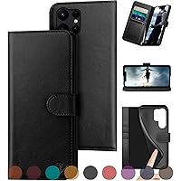 for Samsung Galaxy S23 Ultra Genuine Leather Wallet case [4 Credit Card Holder][RFID Blocking][Real Leather] Flip Folio Book Phone Cover Protective case Women Men for S23Ultra case,Black
