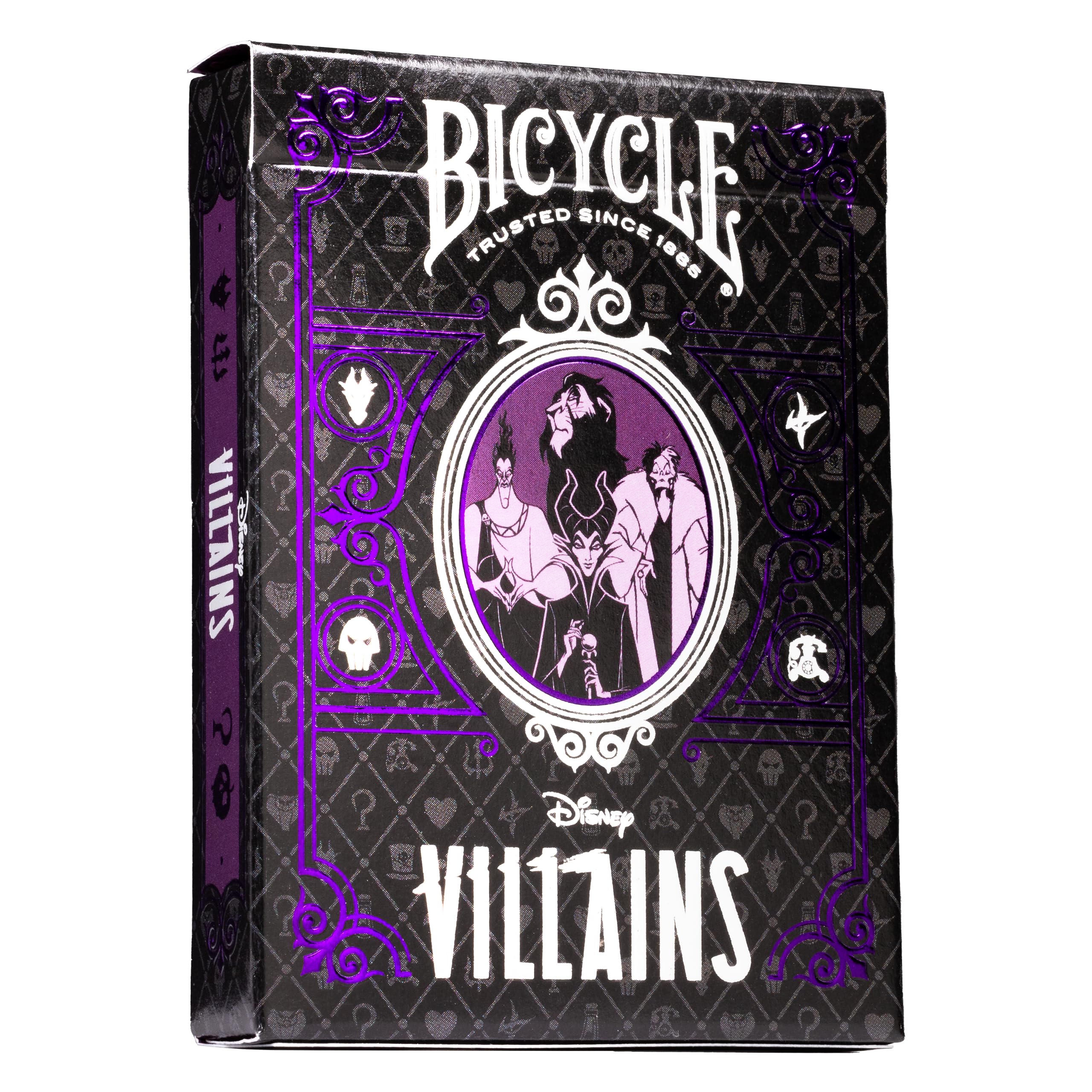 Bicycle Disney Villains Playing Cards - Features 12 Disney Villains Including Scar, Maleficent, Ursula, and More - Green or Purple Playing Cards (Colors May Vary)