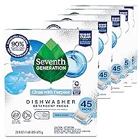 Seventh Generation Dishwasher Detergent Packs Free & Clear Pack of 5 for sparkling dishes Dishwasher tabs, 45 count