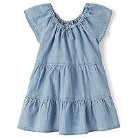 The Children's Place Baby Girls' and Toddler Short Sleeve Fashion Dress, CLOUDLESS WASH