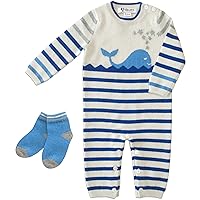 Baby Layette and Socks Sets Romper Long Sleeve Cashmere Blue 3-12M (3-6m)