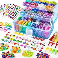 Inscraft Rubber Bands Refill Kit , 12750+ Premium Loom Bands in 26 Colors  with 500 Clips ,6 Hooks for Kids Bracelet Weaving Kit DIY Crafting