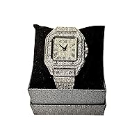 Men's Wrist Watch Band Luxury CZ Diamond Iced Bracelet Watch Roman Numeric Square Dial Watch For Men Women Hip Hop Rapper Choice, Men Watch, Mens Jewelry, Iced Watch Custom Fit, Bust Down Watch