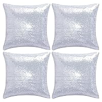 Silver Sequin Pillow Covers Square Glitter Pillow Cases Decorative Sparkling Throw Pillow Cover Cushion Case for Bed Sofa Bedroom Living Room Valentine's Day Wedding Home Decor (18