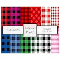 Buffalo Plaid Vinyl Permanent Vinyl Adhesive Patterned Vinyl Works with All Craft Cutters 12 x 12 Adhesive Vinyl Bundle 3 Sheets