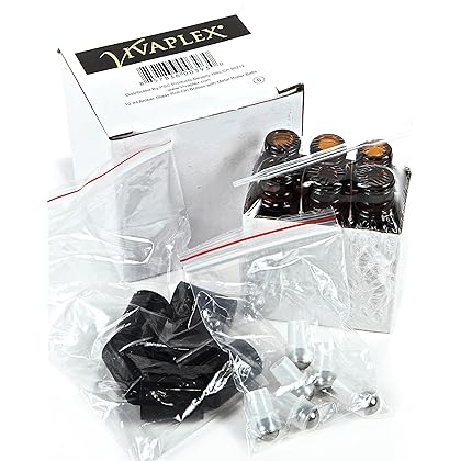 Vivaplex, 6, Amber, 10 ml Glass Roll-on Bottles with Stainless Steel Roller Balls - .5 ml Dropper included