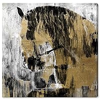 Oliver Gal FireHorse Noir Gold Floater Canvas Print Wall Art for Living Room, Bedroom, and Bathroom, 30
