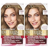 L'Oreal Paris Excellence Creme Permanent Hair Color, 7BB Dark Beige Blonde, 100 percent Gray Coverage Hair Dye, Pack of 2