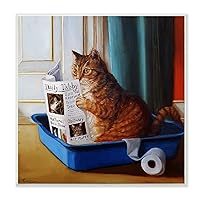 Stupell Industries Litter Box Reading Funny Cat Pet Painting Wall Plaque, 12 x 12, Design By Artist Lucia Heffernan
