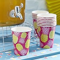 Ginger Ray Summer Fruits Hot Pink Pineapple Summer Party Paper Cups, Pink