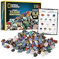 NATIONAL GEOGRAPHIC Premium Polished Stones - 5 Pounds of 3/4-Inch Tumbled Stones and Crystals Bulk, Arts and Crafts, Rock and Mineral Kit, Rocks for Kids, STEM Toys