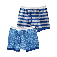 OshKosh B'Gosh Little Boys' 2-Pack Cotton Boxer Briefs (Blue Waves(32120210)/Blue Stripes, 2)