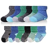 Baby Wool Floor Socks Soft Winter Warm Thick Non slip Toddler Boys Girls Crew Neck Socks 6 pairs