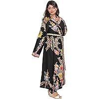 Jet-Black Night-Gown from Kashmir with Floral Ari-Embroidery in MUL