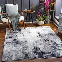 Houda Modern Abstract Area Rug, 2' x 3', Silver/Charcoal