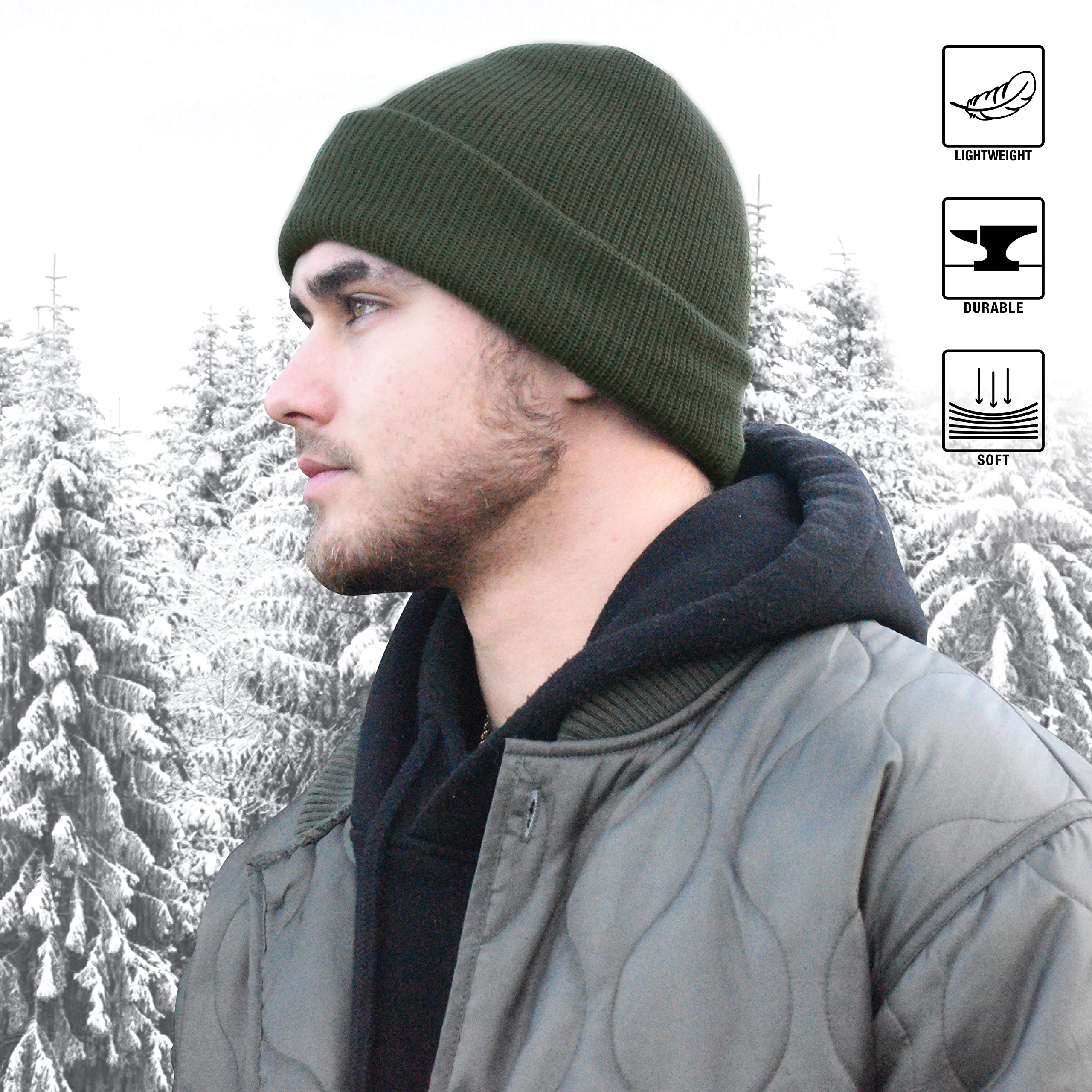 Rothco Genuine Wool Watch Cap Thick Beanie Hat Winter Cap