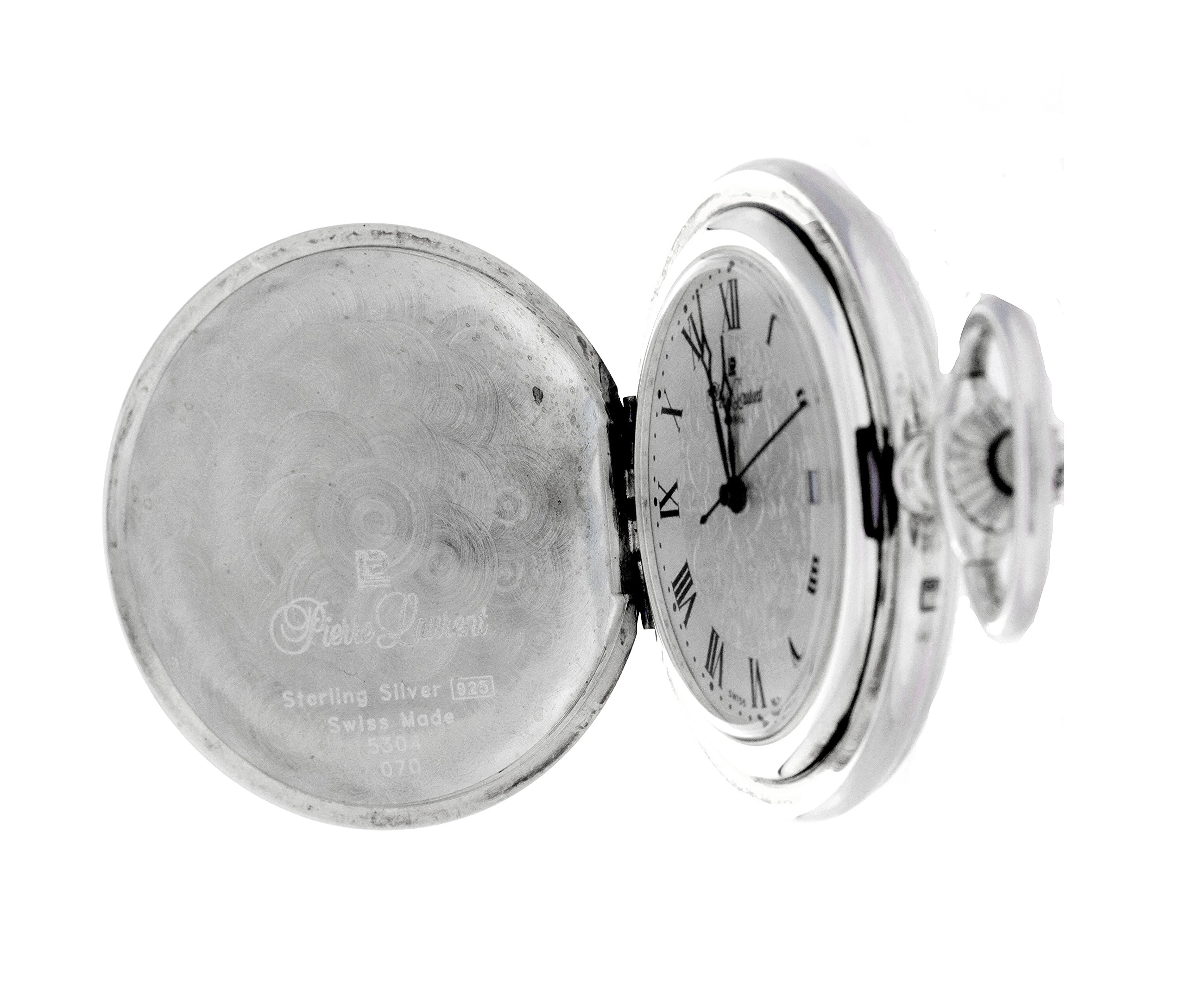 Pierre Laurent Swiss Made Solid Sterling Silver Quartz Pocket Watch 5304