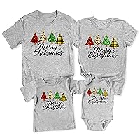 Merry Christmas Trees Leopard Buffalo Plaid Matching Family T-Shirt