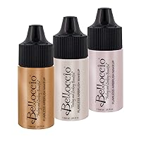 Belloccio's Professional Flawless Airbrush Makeup Shimmer Shade Set (Trio Set) in 1/4 oz. Bottles (NEW FORMULA)