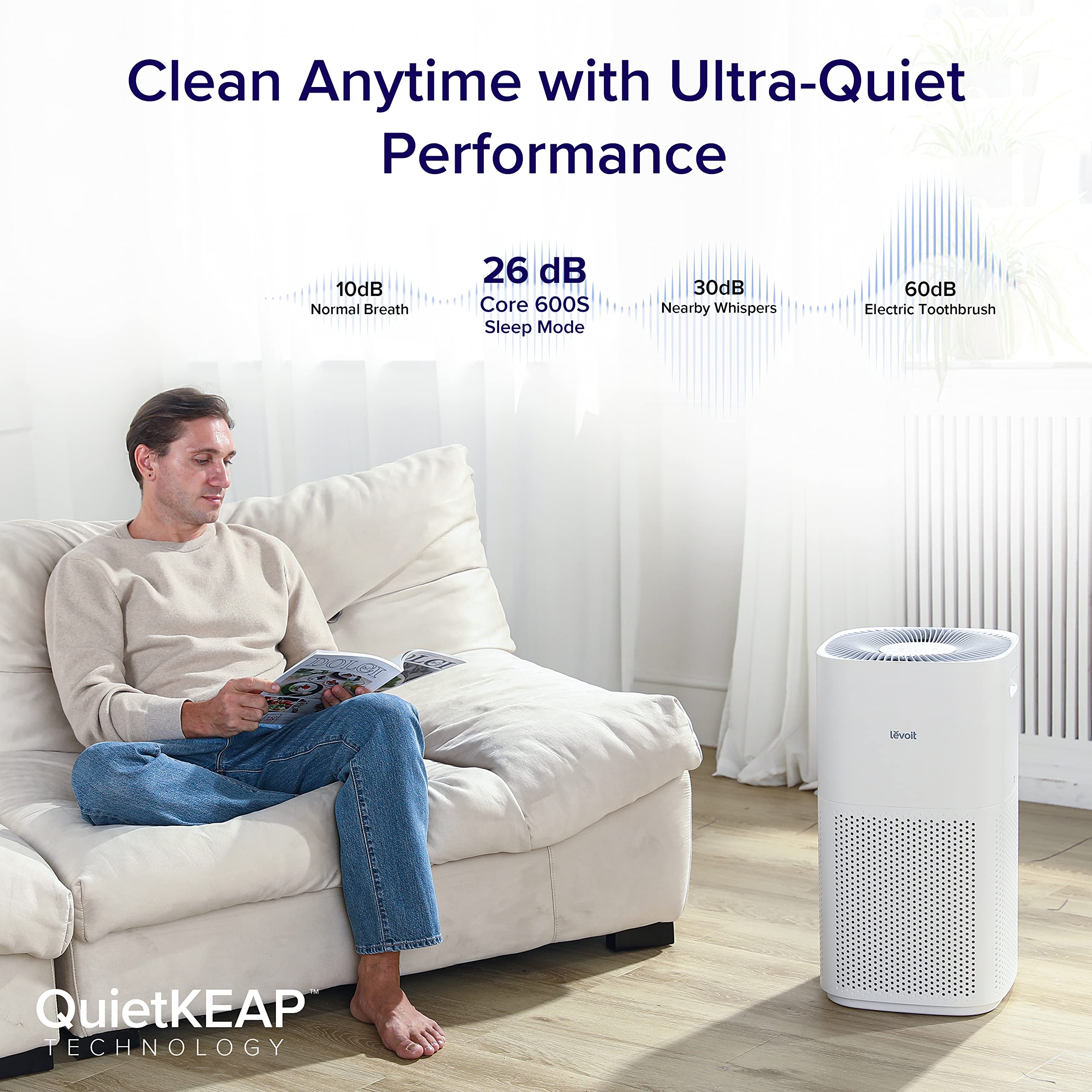 LEVOIT Air Purifiers for Home Large Room, Covers Up to 3175 Sq. Ft, Smart WiFi and PM2.5 Monitor, Hepa Filter Captures Particles, Smoke, Pet Allergies, Dust, Pollen, Alexa Control, Core 600S, White